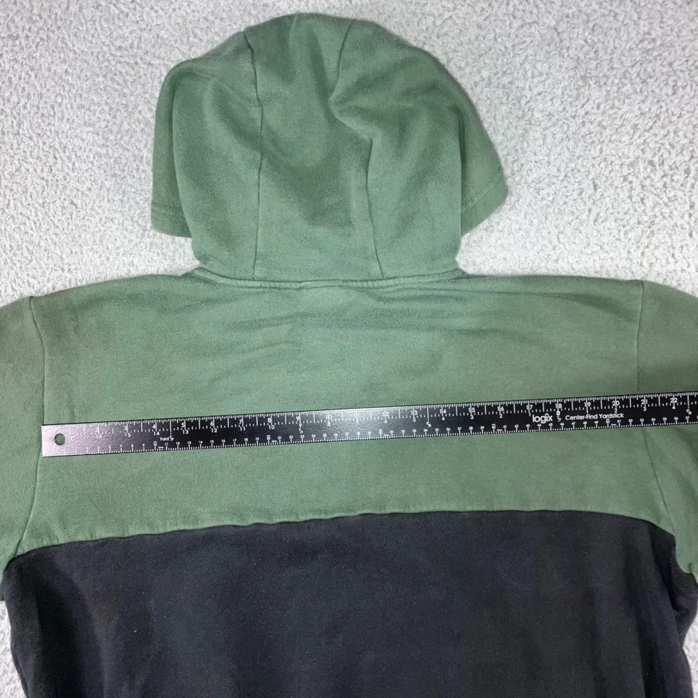 Adidas Hoodie Men L Green Black‎ White Colorblock Quarter Zip Fleece Sweatshirt